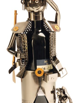 Elegant Metal Vinholder med Jæger og Hund – Unik Design