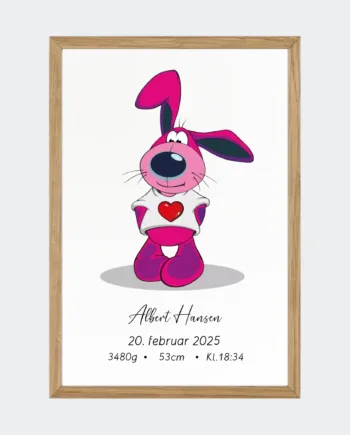 Personlig Fødselsplakat til Hund i Massiv Eg – Unik Gaveidé