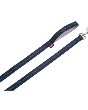 Blød nylon hundeline med soft grip – 120 cm, sort