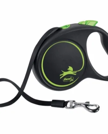 Sort Flexi Black Design Bånd Line Grøn Max - Flexi Happypet  - 4000498034125