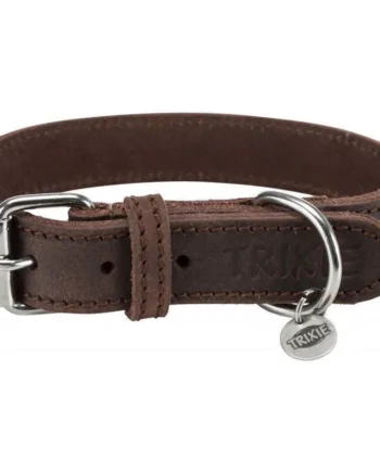 Rustikt Læder Halsbånd Mørkebrun - Trixie Happypet  - 4011905190068