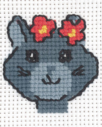 Permin Broderikit Aida Kat Med Blomster 8x8cm - Permin Happypet  - 5702851433352