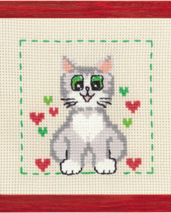 Permin Broderikit Aida Til Børn Kat 19x19cm - Permin Happypet  - 5702851373818