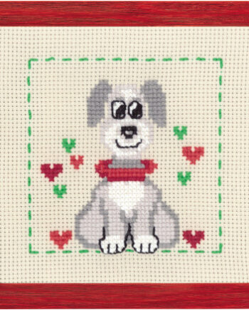 Permin Broderikit Aida Til Børn Hund 19x19cm - Permin Happypet  - 5702851373801