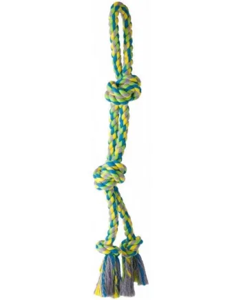 Multifarvet Dobbelt Reb Med Knuder - Kw Happypet  - 5705574141894