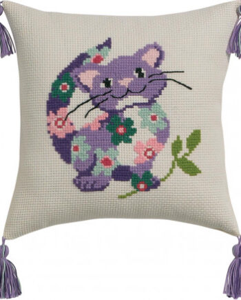 Permin Broderikit Aida Pude Kat 30x30cm - Permin Happypet  - 5702858328590