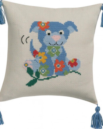 Permin Broderikit Aida Pude Hund 30x30cm - Permin Happypet  - 5702858328613