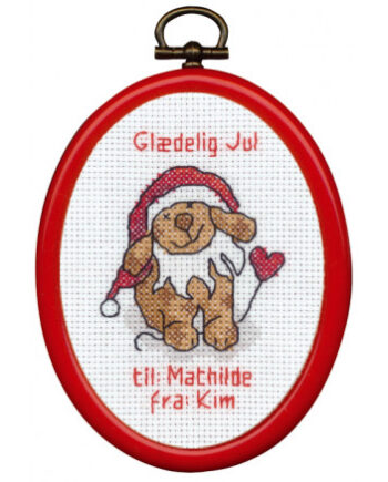 Permin Broderikit Nisse Hund Med Ramme 7x9cm - Permin Happypet  - 5702851396343