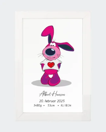 Hvid Fødselsplakat Hund 10x15 10x15 - 123unik Happypet