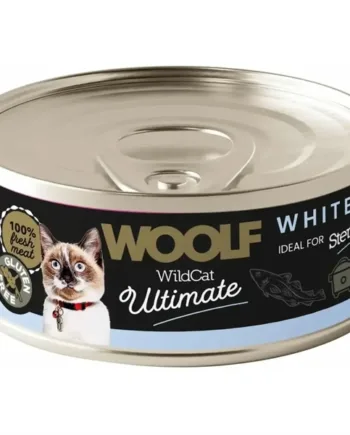 Hvid Woolf Ultimate White Fish Dåsemad Til Kat Dåser 85g - Woolf Happypet  - 8594178557432