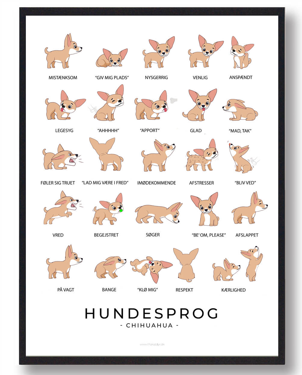 Chihuahua Hundesprog Plakat - Plakatdyr.dk Happypet