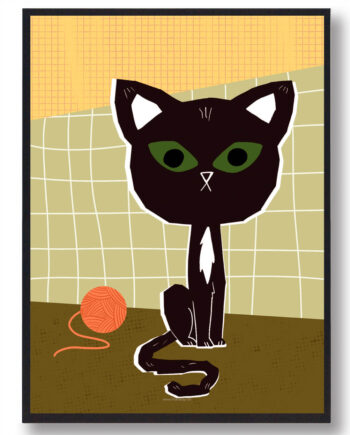 Kat Med Garnnøgle Katteplakat - Plakatdyr.dk Happypet