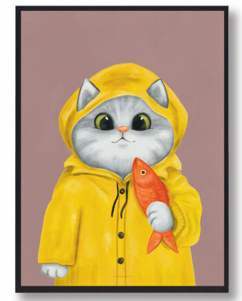 Lyserød Kat Regnjakke Katteplakat - Plakatdyr.dk Happypet
