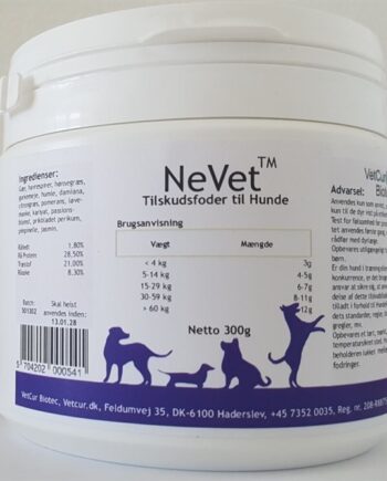 Vetcur Nevet Pulver Tilskud Til Hund 300g - Vetcur Biotec Happypet  - 5704202000541