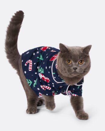Blå Julemønster Julepyjamas Til Katte - Sillysanta Happypet  - 7073008440386