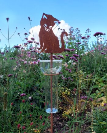 Regnmåler Med Kat - Zinkbakken Happypet  - 7340204000257