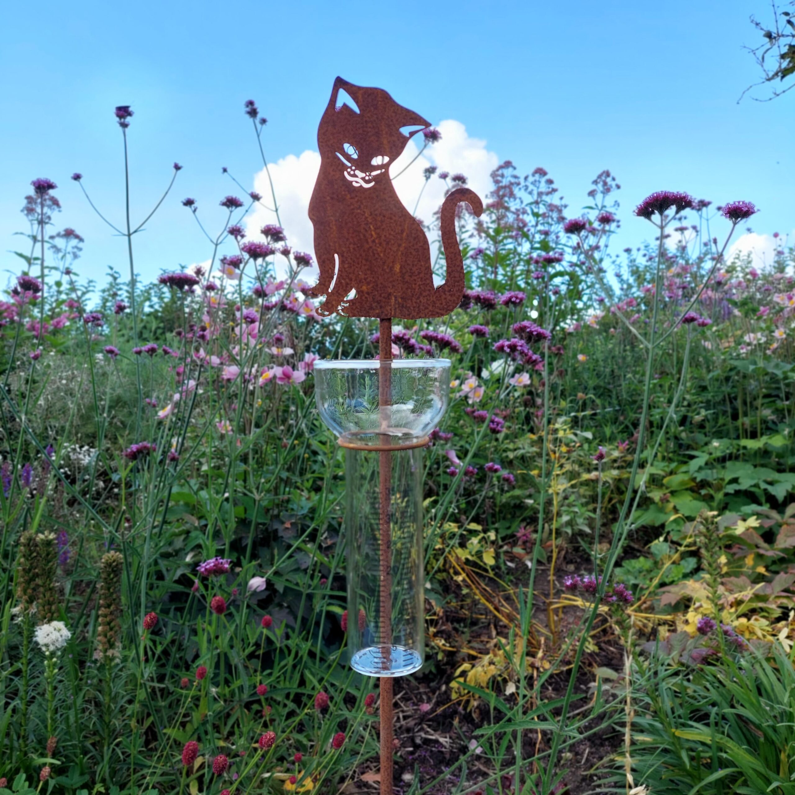 Regnmåler Med Kat - Zinkbakken Happypet - 7340204000257