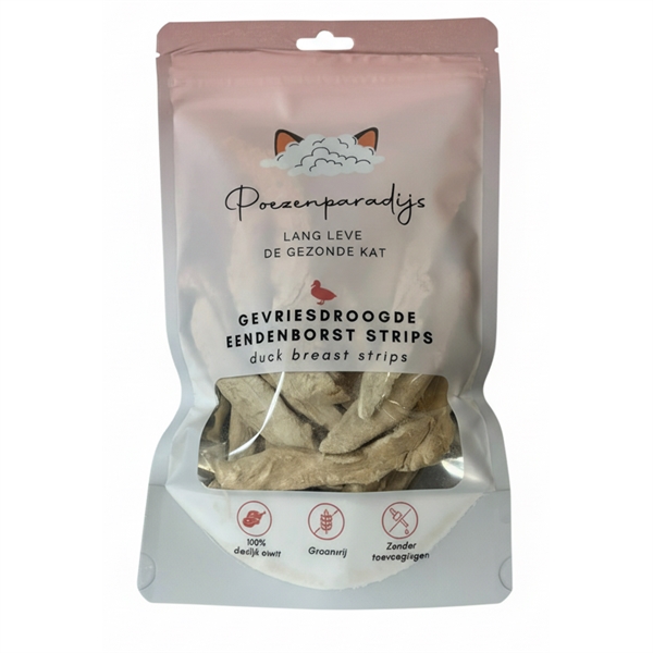 Cat Paradise 100 Frysetørret Andebryst Til Katte Hunde - Cat Paradise Happypet - 7423354241234