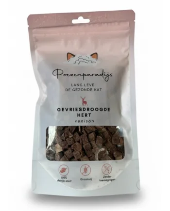 Cat Paradise 100 Frysetørret Hjort Til Katte Hunde - Cat Paradise Happypet  - 7423354241289