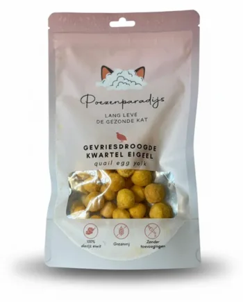 Cat Paradise 100 Frysetørret Vagtel Æggeblommer Til Katte Hunde - Cat Paradise Happypet  - 7423354240299