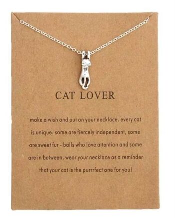Cat Lover Sølvfarvet Halskæde Katte Vedhæng - Smikka Happypet