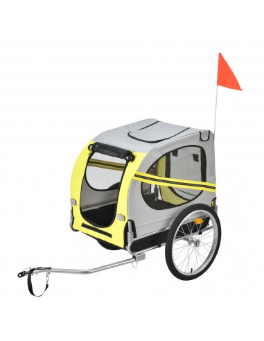 Cykelanhænger Til Hund Stål Pvc Polyester Sort Gul - Happypet