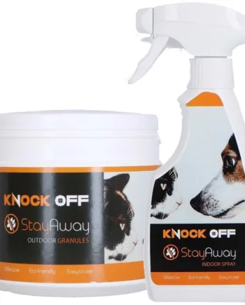 Væk Kat Hund Kombipakke Til Udendørs Indendørs Spray Granulat - Knock Off Happypet