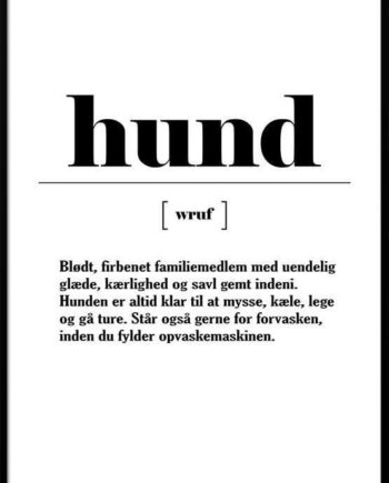 Plakat Med Sjov Definition Hund - Unikplakat.dk Happypet
