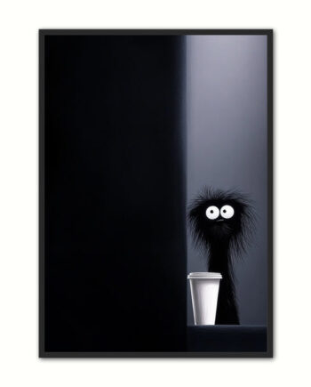 Kaffe Plakat Mystisk Hund Med Kaffekop - Plakat Portalen Happypet