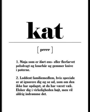 Kærlig Definitionsplakat Kat - Unikplakat.dk Happypet