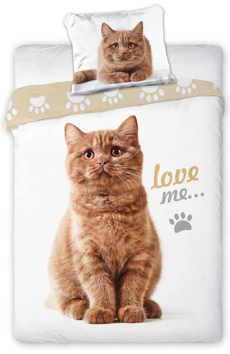 Kat Love Sengetøj 140x200 100 Procent Bomuld - Happypet - 5907750548231
