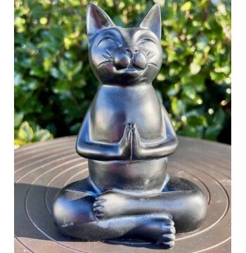 Sort Mediterende Kat Smuk Mat Finish Buddha Statuer Generelt Godkarmashop - Fønix Musik Happypet