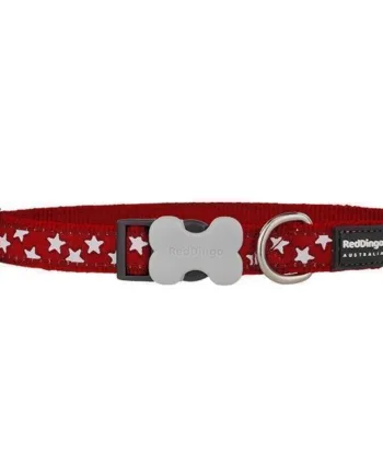 Hvid Red Dingo Halsbånd Rød E Stjerner - Red Dingo Happypet  - 9330725046269