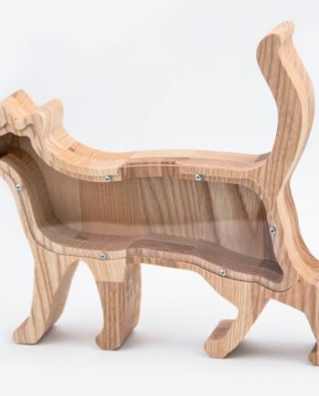 Sparebøsse Kat Asketræ Plexiglas - Andre Mærker Happypet