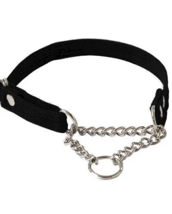 Sort Webbing Halsbånd Med Kæde Xlarge - Fenriz Happypet  - 5708043111824